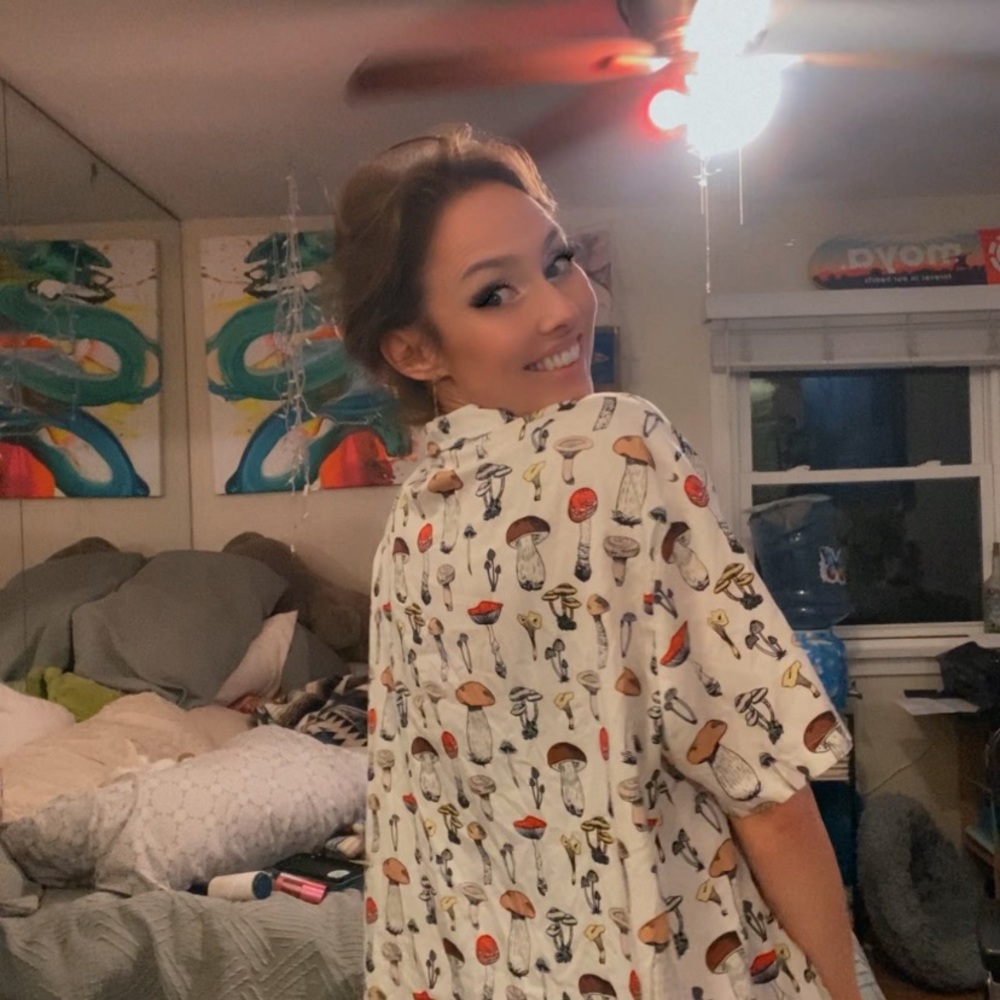 White Graphic Button-Up Shirt